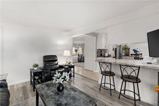 living room with light hardwood / wood-style flooring