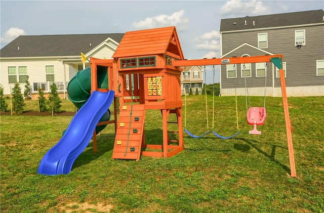 view of play area featuring a yard