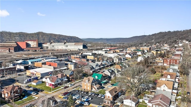 aerial view with a mountain view