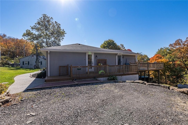 rear view of house with a wooden deck