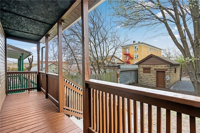 wooden terrace featuring a porch