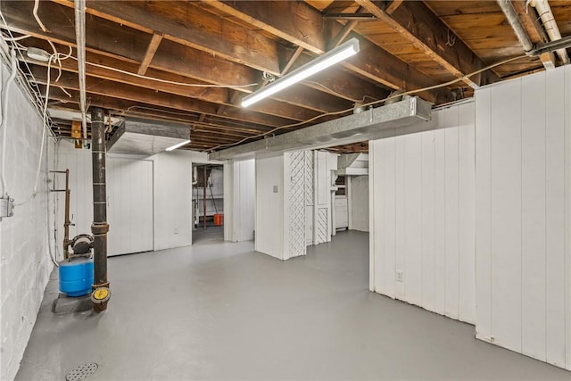 basement with wooden walls