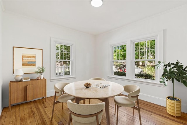 dining room featuring plenty of natural light and wood-type flooring