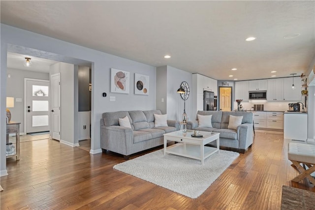 living room with light wood-type flooring