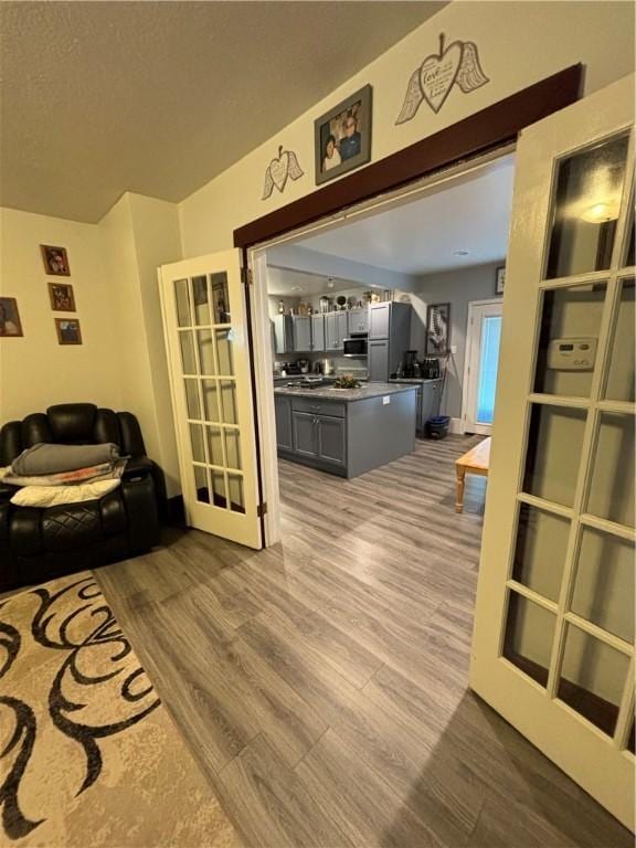 living room featuring light wood-type flooring