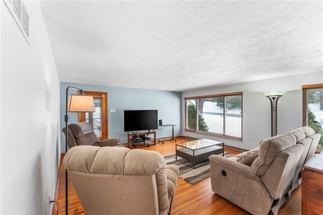 living room with light wood-type flooring