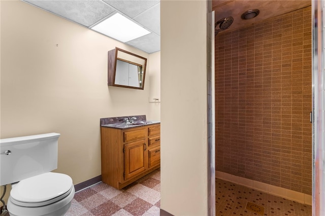 bathroom with vanity, toilet, and walk in shower