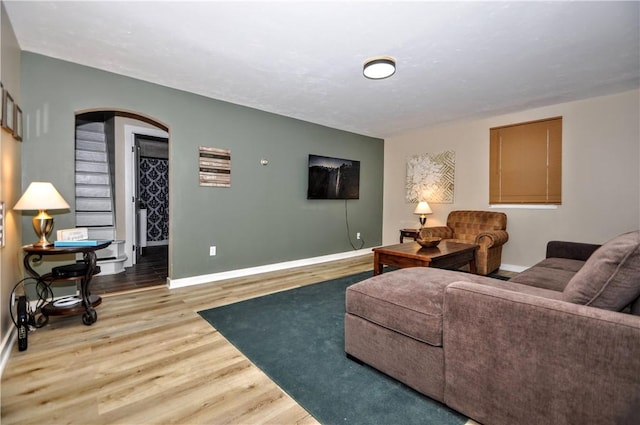 living room featuring hardwood / wood-style flooring