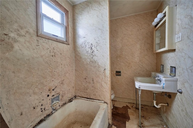 bathroom featuring a bathtub and toilet