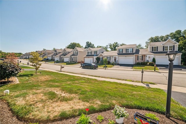 view of yard with a garage