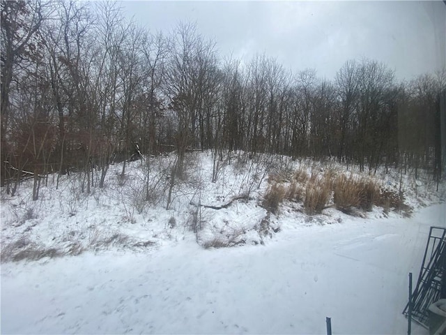 view of snow covered land