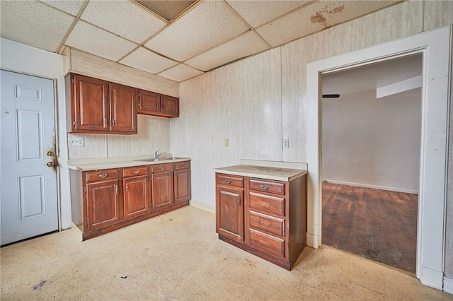 kitchen with a drop ceiling and sink