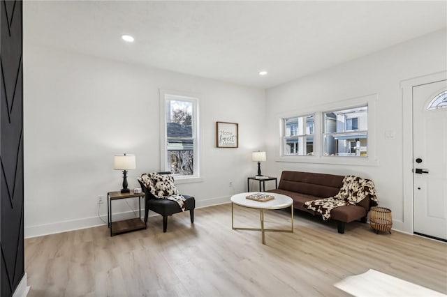 living area featuring light wood-type flooring