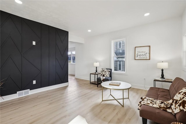 living room featuring light hardwood / wood-style floors