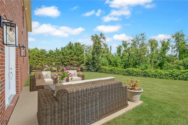 exterior space featuring an outdoor hangout area