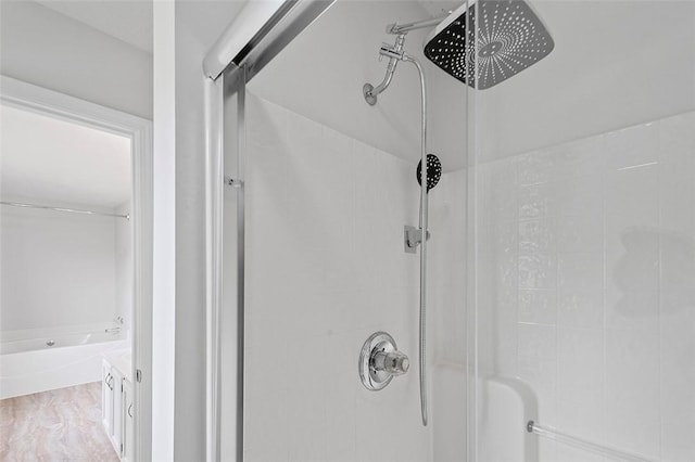 room details with separate shower and tub