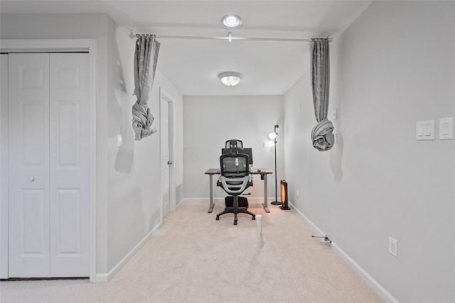 view of carpeted home office