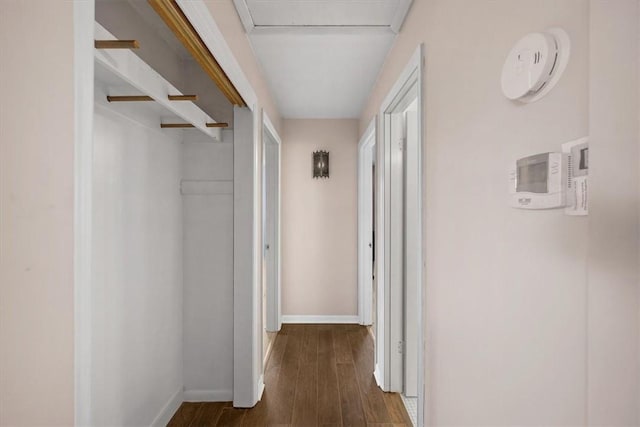 hall featuring dark hardwood / wood-style floors