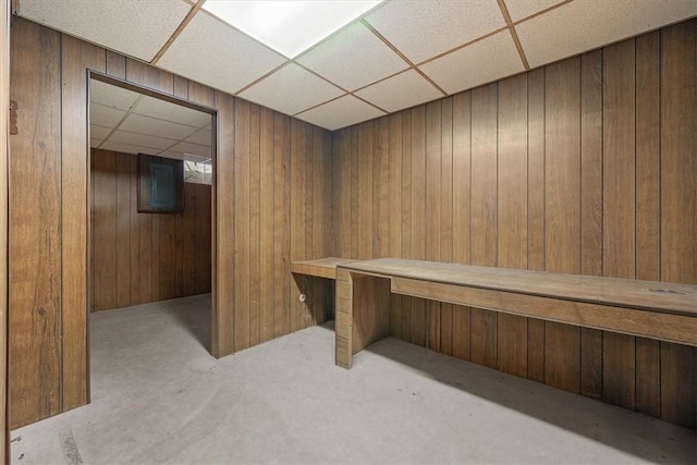 view of sauna / steam room with concrete flooring