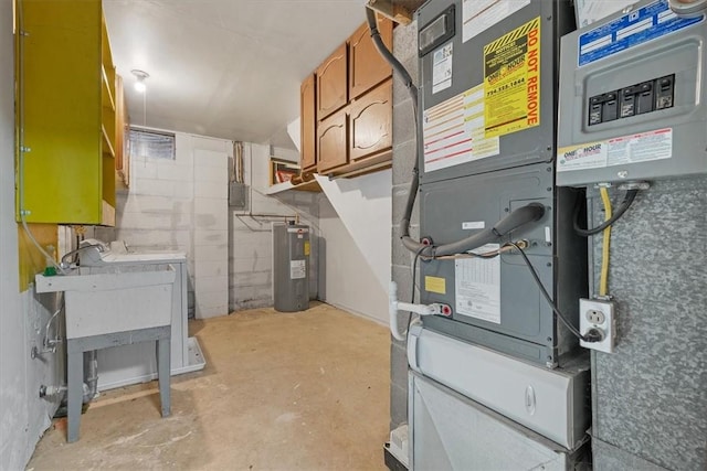 utility room with water heater