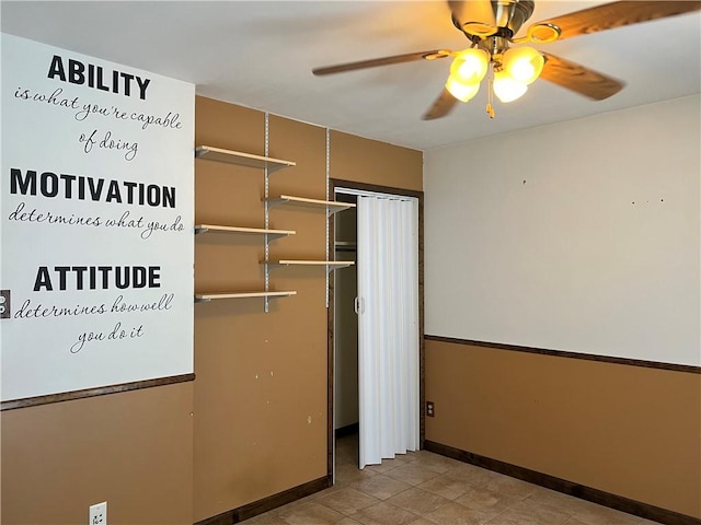 interior space featuring a closet and ceiling fan