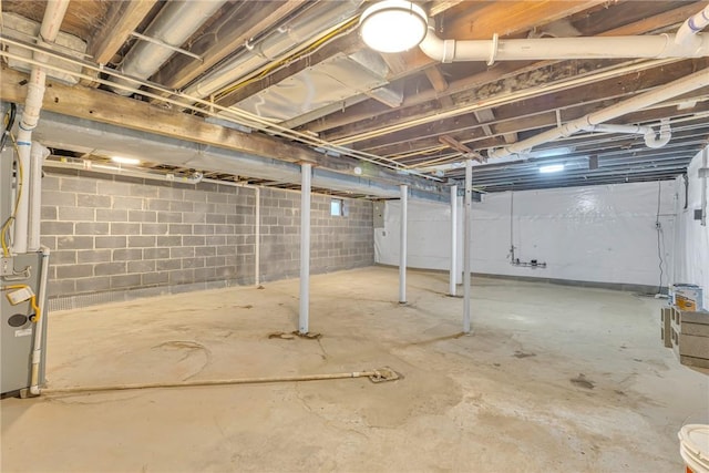 view of unfinished basement