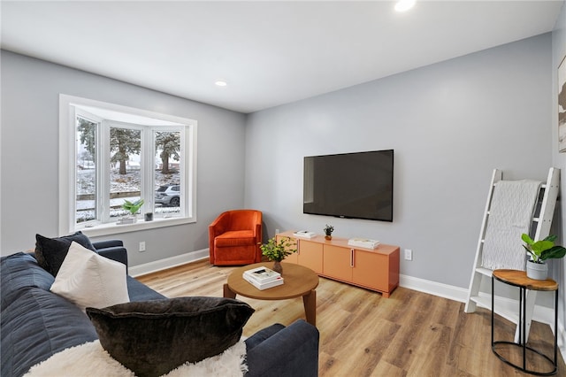 living room featuring light hardwood / wood-style floors