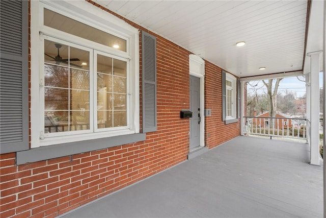 view of patio featuring a porch