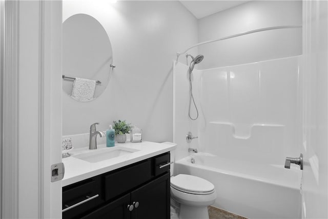 full bathroom featuring vanity, toilet, and shower / tub combination