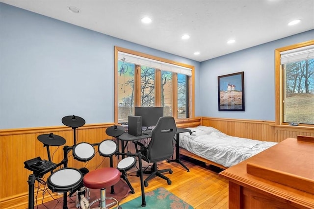 bedroom with light hardwood / wood-style floors