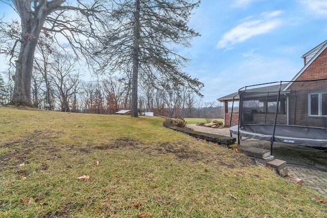 view of yard featuring a trampoline