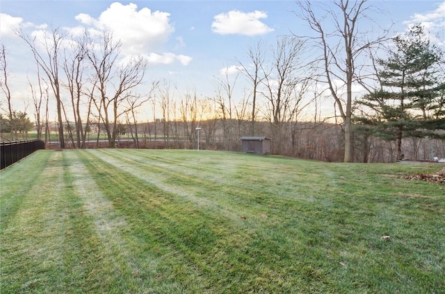 view of yard at dusk