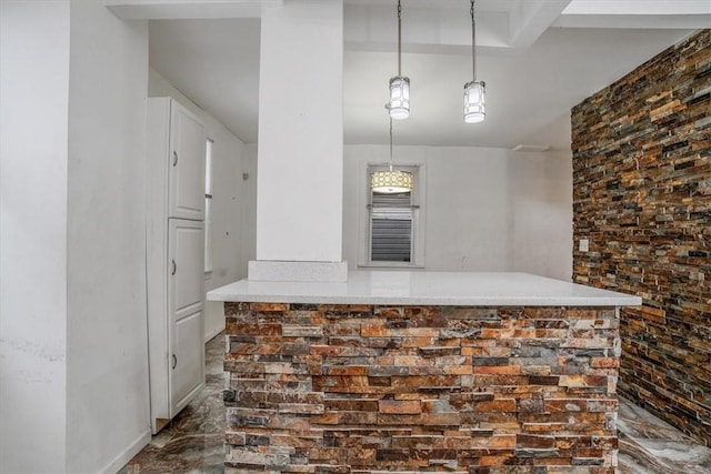 kitchen with decorative light fixtures