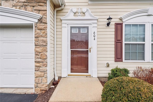 entrance to property with a garage