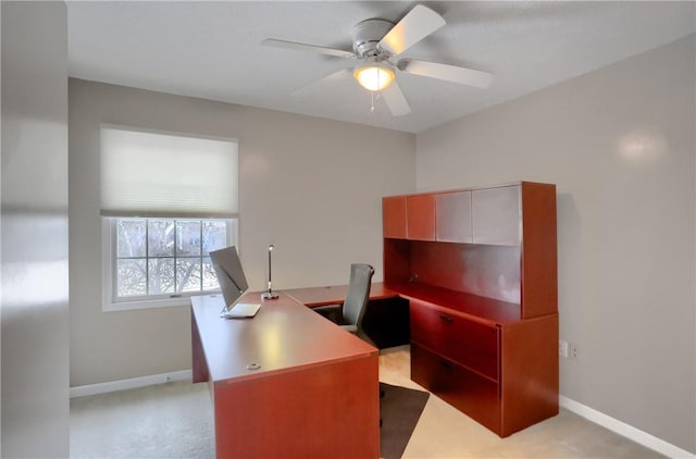 home office featuring ceiling fan