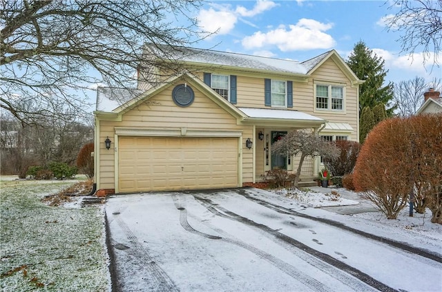 view of front property with a garage