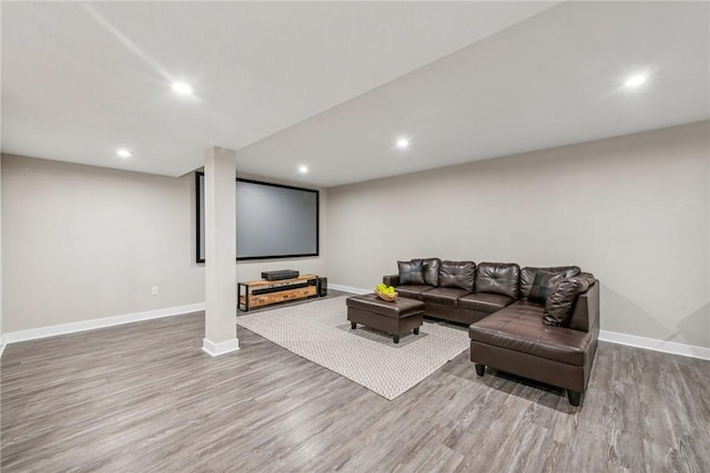 living room with wood-type flooring