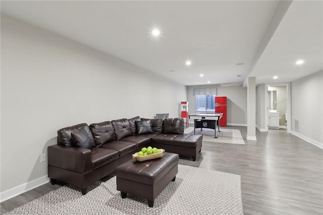 living room featuring light hardwood / wood-style floors