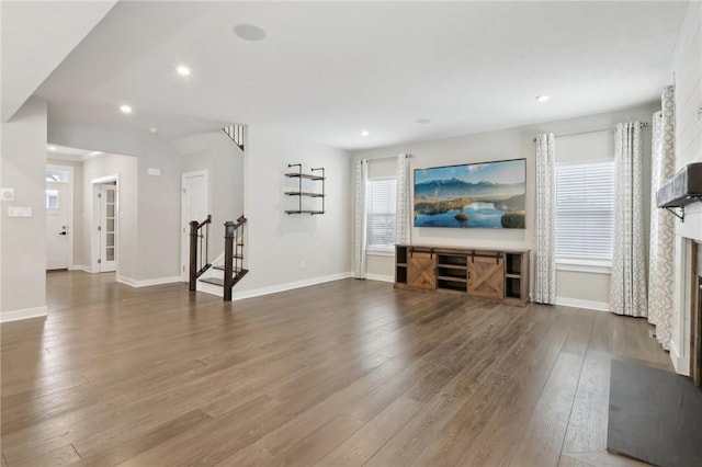 living room with wood-type flooring