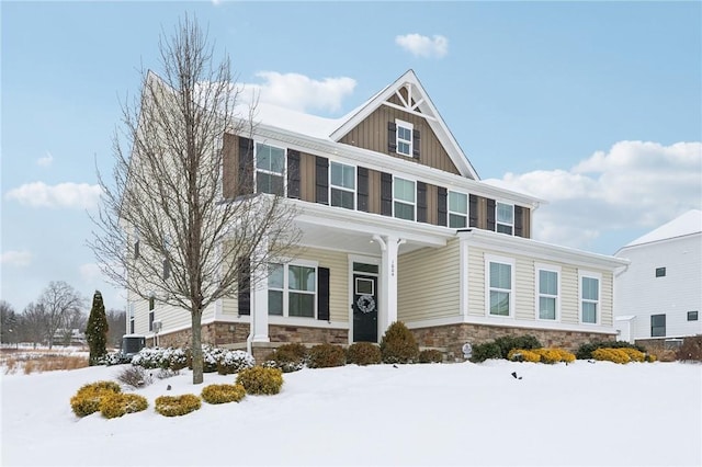 craftsman inspired home featuring cooling unit