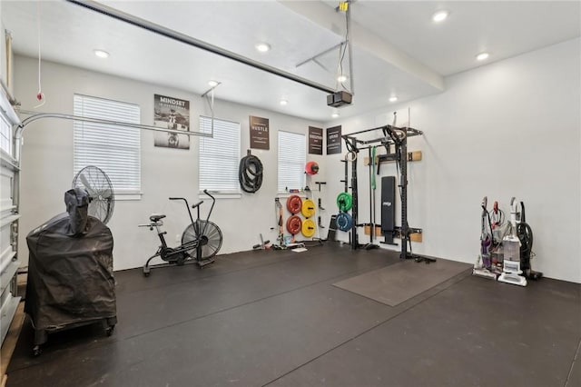 garage with a garage door opener