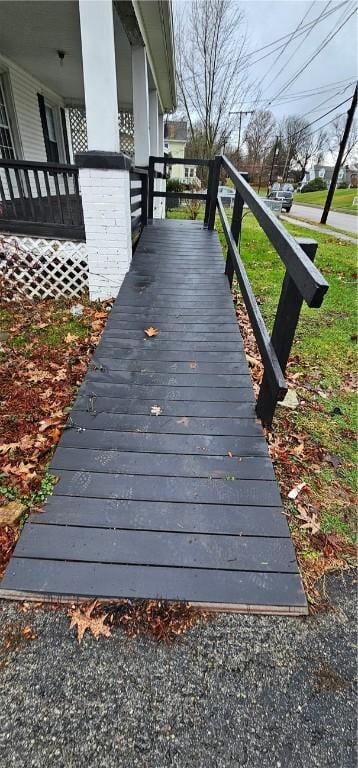 wooden terrace with covered porch