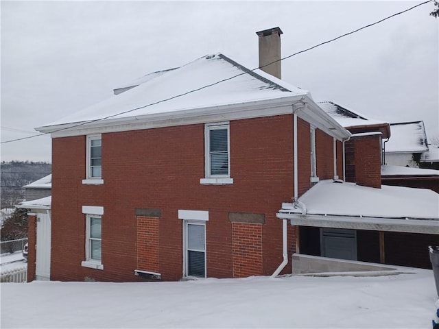 view of snow covered exterior