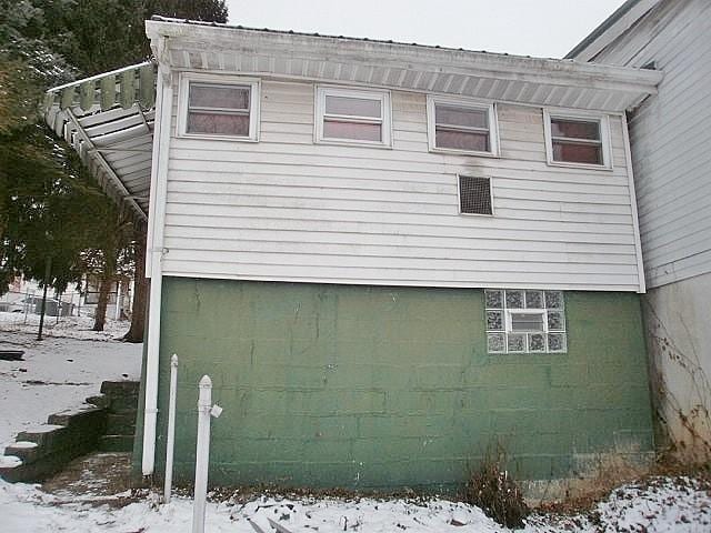 view of snow covered exterior