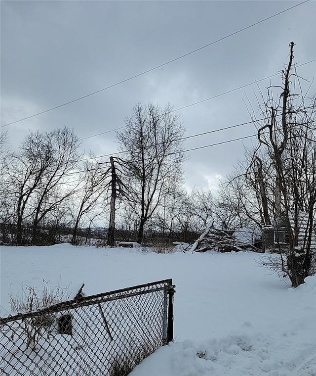 view of yard layered in snow