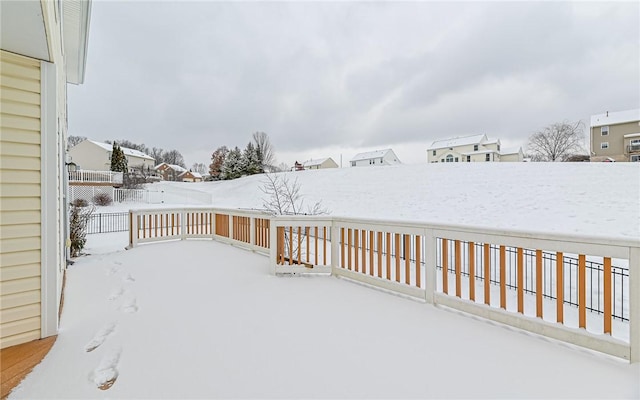 view of snow covered patio