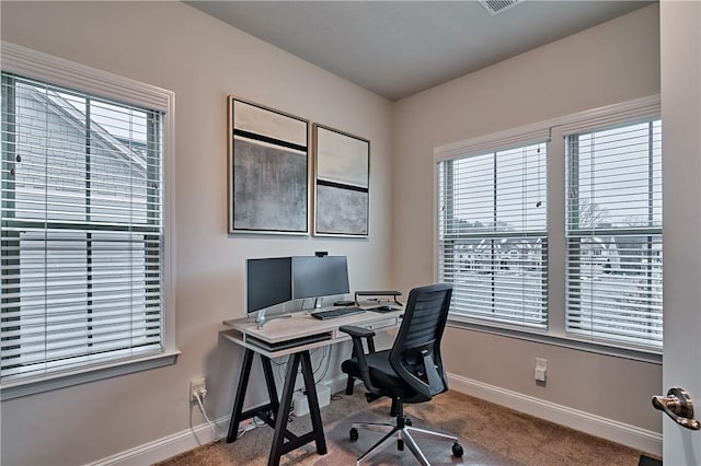 view of carpeted office