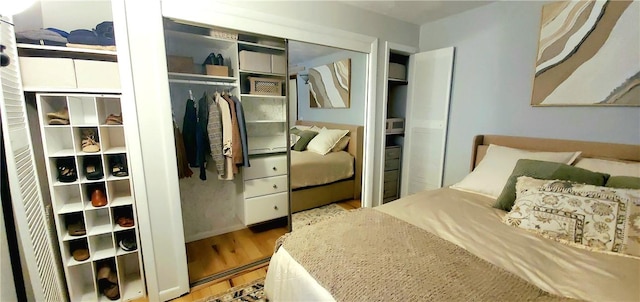 bedroom with wood-type flooring