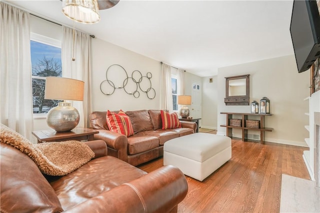 living room featuring light hardwood / wood-style flooring