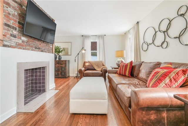 living room with light wood-type flooring